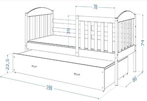 Dětská postel KUBA P2 COLOR + matrace + rošt ZDARMA, 190x80, bílá/zelená