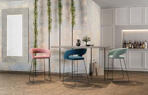 Lososová sametová barová židle Miotto Aventino s kovovou podnoží 75 cm