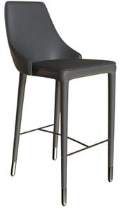 Tmavě šedá koženková barová židle Miotto Maino s kovovou podnoží 72 cm