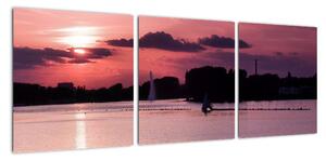 Západ slunce na vodě, obraz (90x30cm)