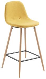 Kave Home Hořčicově žlutá látková barová židle LaForma Nilson 65 cm s kovovou podnoží