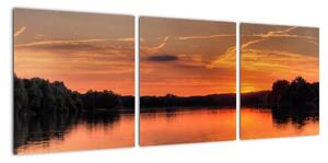 Západ slunce na jezeře, obraz (90x30cm)