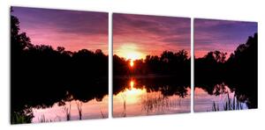 Obraz nočního jezera (90x30cm)