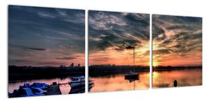 Západ slunce v přístavu - obraz na stěnu (90x30cm)