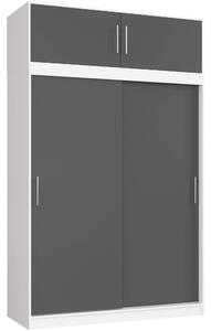 Ak furniture Šatní skříň s posuvnými dveřmi a nástavcem MONO CLP 150 cm bílá/grafitově šedá