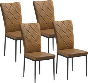 Židle – sada 4 kusů – jídelní židle – hnědé – umělá kůže – do jídelny – čalouněné – 94,5 x 41 x 43 cm – moderní