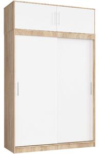 Ak furniture Šatní skříň s posuvnými dveřmi a nástavcem MONO CLP 150 cm dub sonoma/bílá