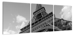 Černobílý obraz Eiffelovy věže (90x30cm)