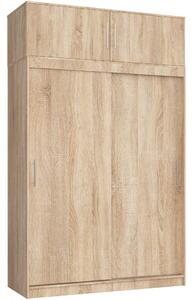 Ak furniture Šatní skříň s posuvnými dveřmi a nástavcem MONO CLP 150 cm dub sonoma