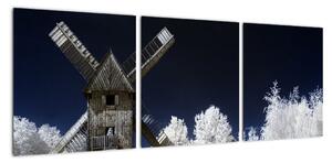 Větrný mlýn v zimní krajině - obraz (90x30cm)