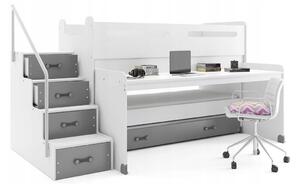 Dětská patrová postel MAX 1, 200x80, bílá/šedá