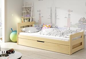 Dětská postel ERNIE P1, přírodní, 90x200 cm + matrace + rošt ZDARMA