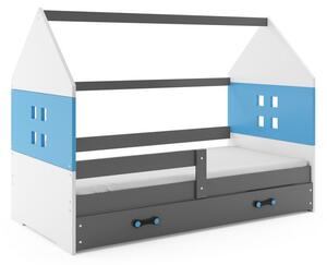 Dětská postel MIDO P1 COLOR + matrace + rošt ZDARMA, 80x160, grafit, modrá