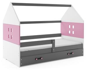 Dětská postel MIDO P1 COLOR + matrace + rošt ZDARMA, 80x160, grafit, růžová