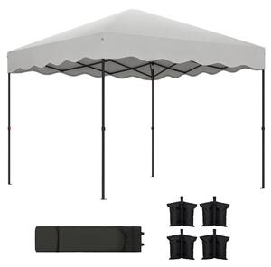 Outsunny Pop-up Skládací Altán 3x3 m Skládací Stříška s UV 50+ Ochrana Nastavitelná Výška Skladovací Taška na Kolečkách pro Kempování a Párty Bílá | A