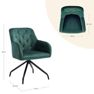 Sada dvou jídelních židlí – Zelené kuchyňské židle s polstrováním – Styl mid-century
