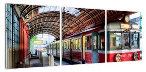 Obraz vlakového nádraží (90x30cm)
