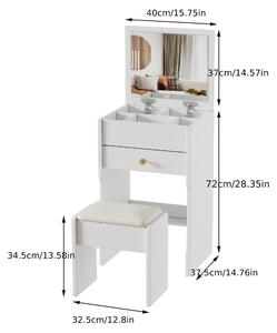Kosmetický stolek - Toaletní stolek - Komoda - Noční stolek - Zrcadlo s osvětlením - Multifunkční design 3 v 1