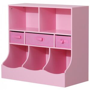 Goleto Dětská skladovací skříňka s přihrádkami | růžová