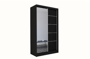 Skříň s posuvnými dveřmi a zrcadlem MAKIRA, wenge, 180x216x61