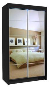 Skříň s posuvnými dveřmi a zrcadlem MARISA, černá, 120x216x61