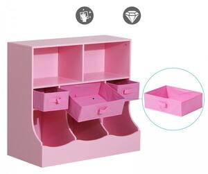 Goleto Dětská skladovací skříňka s přihrádkami | růžová