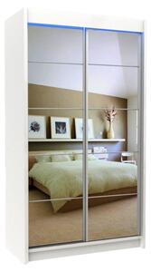 Skříň s posuvnými dveřmi a zrcadlem FLORES, bílá,120x216x61