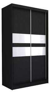 Skříň s posuvnými dveřmi IRIS, černá/bílé sklo, 150x216x61