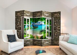 3D Paraván okno na tropickou pláž Velikost (šířka x výška): 225x172 cm