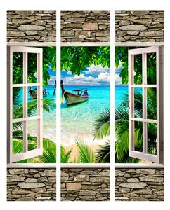 3D Paraván okno na tropickou pláž Velikost (šířka x výška): 225x172 cm