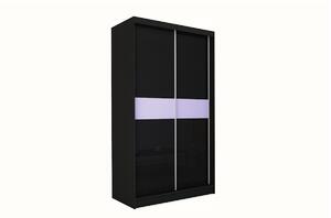 Skříň s posuvnými dveřmi TANNA + Tichý dojezd, černá/bílé sklo, 150x216x61