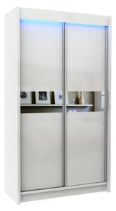 Skříň s posuvnými dveřmi a zrcadlem ALEXA + Tichý dojezd, bílá, 120x216x61