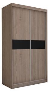 Skříň s posuvnými dveřmi ALEXA + Tichý dojezd, sonoma/černé sklo, 150x216x61