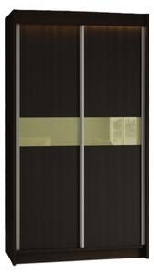 Skříň s posuvnými dveřmi ALEXA + Tichý dojezd, wenge/sklo vanilka, 120x216x61