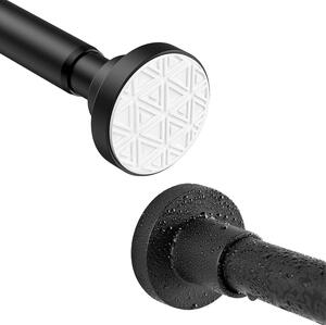 Závěsná tyč na sprchový závěs, výsuvná, 48-200 cm, bez vrtání, nerezová ocel 304, teleskopická tyč, černá, protiskluzová, odolná proti korozi, vhodná pro okna