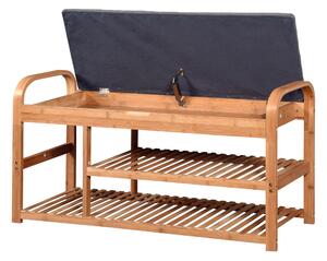 Botníková lavice KIRKE bambus/šedá, šířka 100 cm