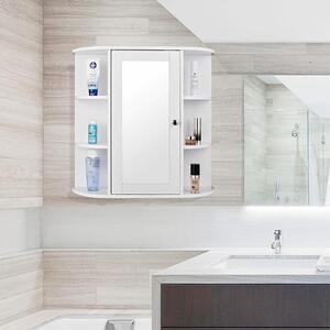 Skříňka do koupelny - Nástěnná skříňka - Úložná skříňka - Zrcadlová skříňka - Lékárnička - Skandinávský design - Úzká, rozměry 60x16x58 cm