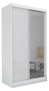 Skříň s posuvnými dveřmi a zrcadlem TARRA, bílá,150x216x61