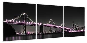 Noční osvětlený most - obraz (90x30cm)