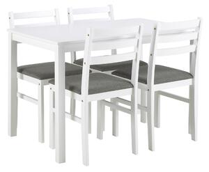 MAZZONI EXPORT Sada TORINO stůl + 4 židle Bílá/Světle šedá (tkanina Sawana 21) - DŘEVĚNÁ SADA DO KUCHYNĚ/JÍDELNY