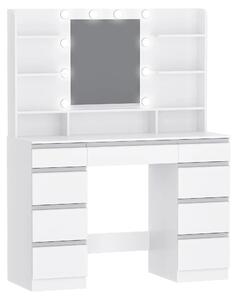 Kosmetický stolek – Toaletní stolek – Zrcadlo pro líčení – Kosmetický stolek – S LED osvětlením s regulací jasu – 9 zásuvek