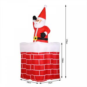 Goleto Nafukovací vánoční dekorace - Komín se Santa Clausem | 178 cm