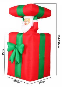 Goleto Nafukovací vánoční dekorace - Dárek se Santa Clausem | 152 cm