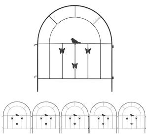 Oplocení zahrady Outsunny - oceľový set dekorativní mřížové oplocení 300 cm x 70 cm s obloukovými panely pro psy, oplocení pro zahrady, květinové záho