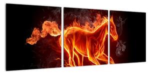 Obraz hořící kůň (90x30cm)