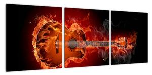 Obraz hořící kytara (90x30cm)