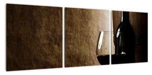 Láhev vína - moderní obraz (90x30cm)