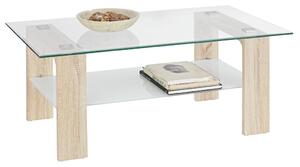 KONFERENČNÍ STŮL, bílá, Sonoma dub, sklo, kompozitní dřevo, 110/65/45 cm Carryhome - Konferenční stolky