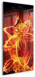 Skleněné hodiny vertikální Ohnivý květ zsppc-30x60-00171127
