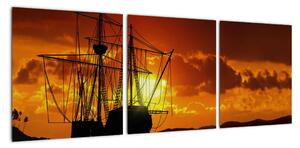 Lodě na moři - obraz (90x30cm)
